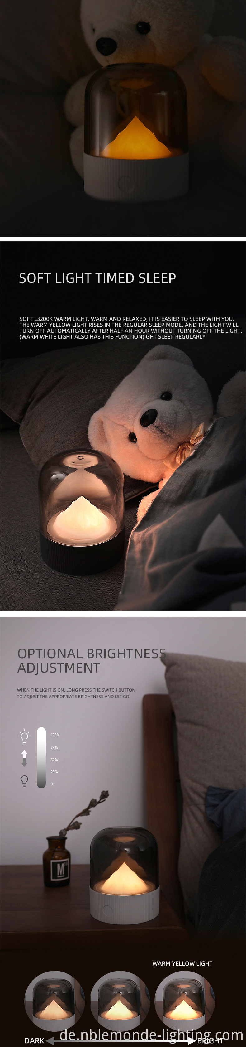 Rechargeable LED nightstand light